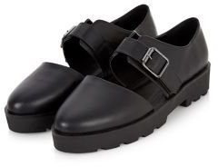 New Look Black Cut Out Panel Buckle Strap Chunky Shoes