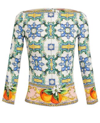 Dolce & Gabbana Silk Tile Print Top