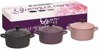Le Creuset Stoneware Mini Casserole Dishes - Pink/Mauve/Dark Purple, Set of 3