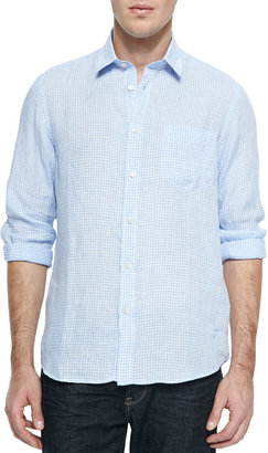 Vilebrequin Long-Sleeve Gingham Shirt, Light Blue