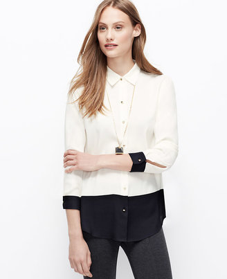 Ann Taylor Tall Colorblock Crepe Blouse