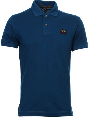Paul & Shark Blue Logo Shark Fit Pique Polo Shirt