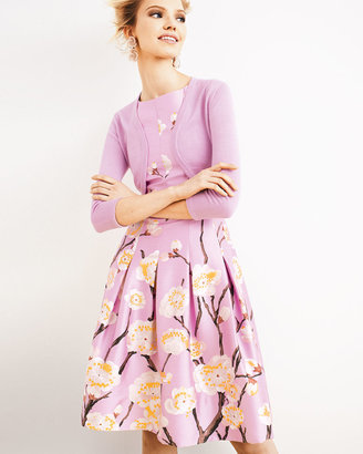 Oscar de la Renta Sleeveless Seamed A-Line Floral Dress, Lilac