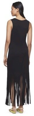 Xhilaration Junior's Maxi Dress with Fringe Bottom - Black