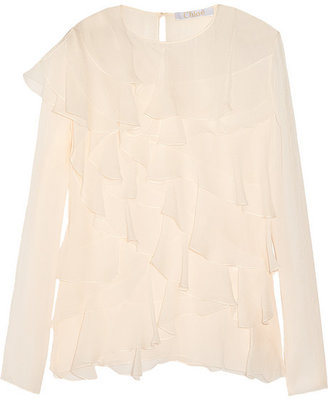 Chloé Ruffled silk-mousseliné blouse