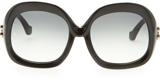 Balenciaga Oversized Square Sunglasses, Black