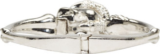 Alexander McQueen Silver Claw Skull Hinged Bracelet