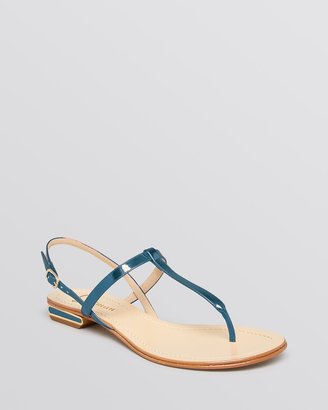 Delman Open Toe Flat Sandals - Cate T Strap
