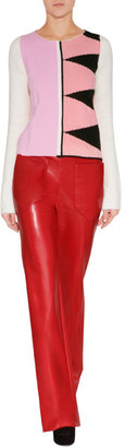 Sonia Rykiel Faux Leather Bell-Bottoms in Red