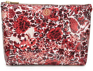 Tory Burch Printed Large Slouchy Cosmetic Case, Kyoto Red