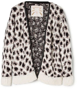MANGO Girls leopard pattern cardigan