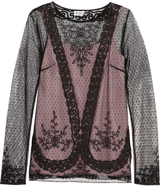ALICE by Temperley Luisa embroidered point d'esprit top