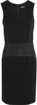 DKNY Leather and stretch-jersey dress
