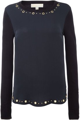 Michael Kors Long sleeved crew neck top with studs