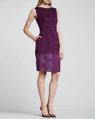 Escada Sleeveless Cloque Dress, Purple