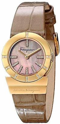 Ferragamo Women's F70SBQ5132I SB15 "Gancino" Gold Ion-Plated Watch with Leather Band