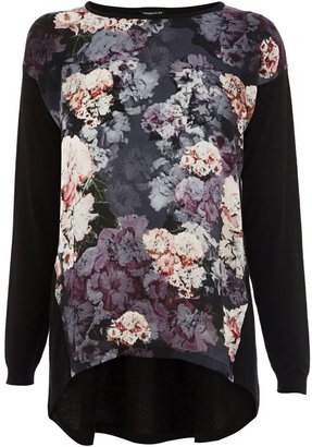 Warehouse Peony print woven front jumper
