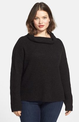 Eileen Fisher Funnel Neck Boxy Yak & Merino Sweater (Plus Size)