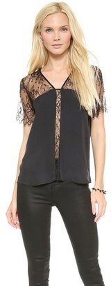 Mason by Michelle Mason Short Sleeve Top with Lace