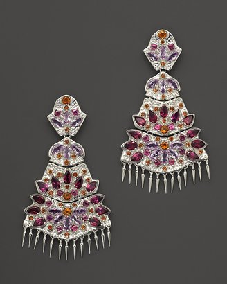 Paul Morelli Applique Quad Dangle Earrings with Rhodolite, Amethyst and Madeira Citrine