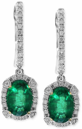 Effy Brasilica by Emerald (1-1/2 ct. t.w.) and Diamond (1/4 ct. t.w.) Earrings in 14k White Gold