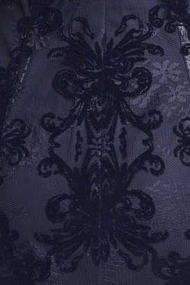 Adrianna Papell Flocked Velvet Lace Sheath Dress