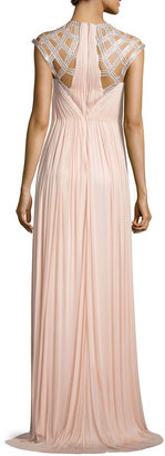 Catherine Deane Sorenta Cutout Bead-Embellished Gown, Blush