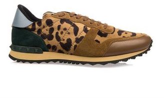 Valentino Leopard calf-hair and suede trainers