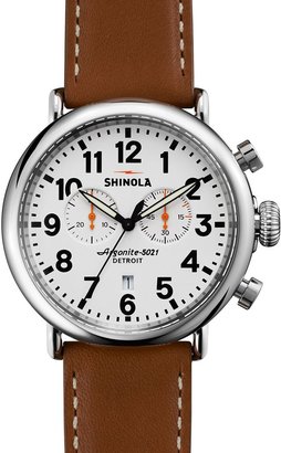 Shinola 41mm Runwell Chrono Watch, Brown/White