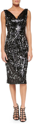 Milly Gemma Sleeveless Sequined Cocktail Dress