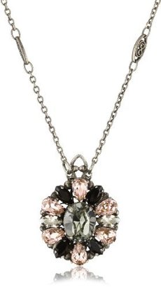 Sorrelli French Blush" Crystal Cluster Silvertone Pendant Necklace