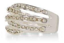 New Look Silver Crystal Row Ring