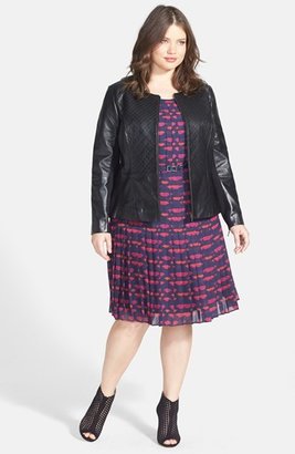 Sejour Quilted Leather Peplum Jacket (Plus Size)