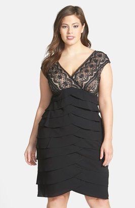 Adrianna Papell Lace Bodice Tiered Sheath Dress (Plus Size)