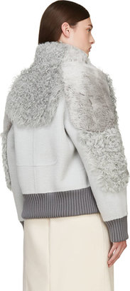 Marc Jacobs Grey Wool & Fur Bomber Jacket