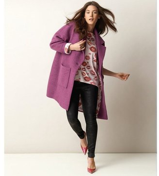 Taillissime Oversized Wool Coat with 2 Pockets and Button Fastening