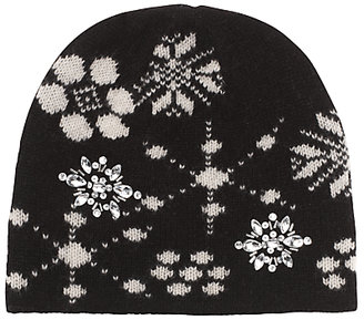 John Lewis 7733 John Lewis Jewelled Snowflake Beanie Hat, One Size, Black