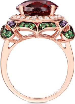 LeVian Crazy Collection Garnet (7-5/8 ct. t.w.) and Multi-Stone Round Flower Ring in 14k Rose Gold (Also Available in London Blue Topaz) - London Blu