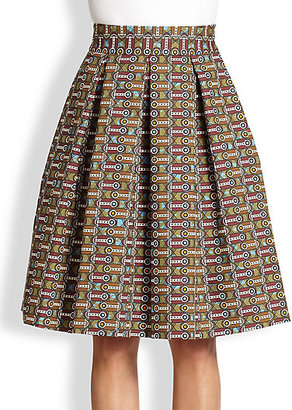 Stella Jean Pleated Geometric-Print Skirt