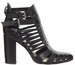 Faith Chesterton Black Multi Strap Block Heel Shoes - black
