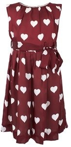Rachel Riley Burgundy Heart Print Dress