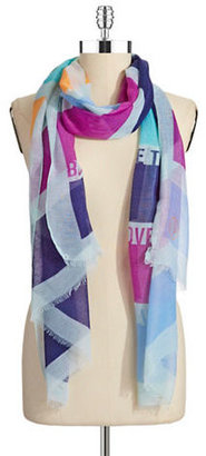 BCBGeneration Striped Text Graphic Scarf