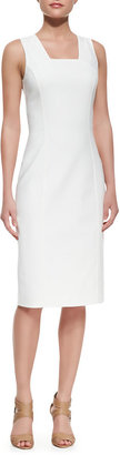 Michael Kors Double-Face Stretch Sheath Dress, Optic White