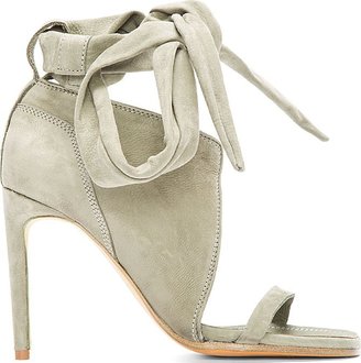 Rick Owens Pale Green Nubuck Lace-Up Spike Bare Sandals