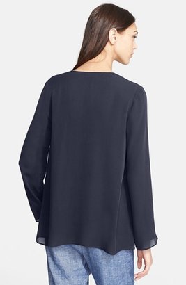 Theory 'Trent' Pleated Silk Top