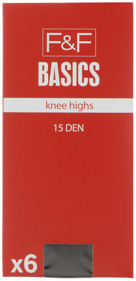 F&F Basics 6 Pack of 15 Denier Knee Highs