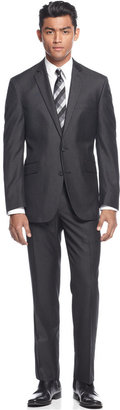 Kenneth Cole Reaction Charcoal Pindot Slim-Fit Suit