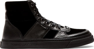 Marc Jacobs Black Leather & Velvet High-Top Sneakers
