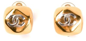 Chanel Vintage logo clip on earrings