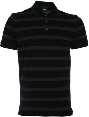 Boss Black BOSS Firenze 34 Black & Grey Stripe Pique Polo Shirt